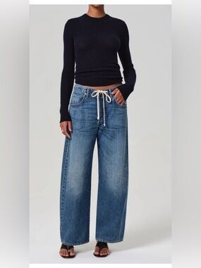 Citizens of Humanity Brynn Drawstring Trouser Wide Leg Jeans Atlantis 32 $248